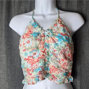 AMERICAN EAGLE Floral Ruffle Crop